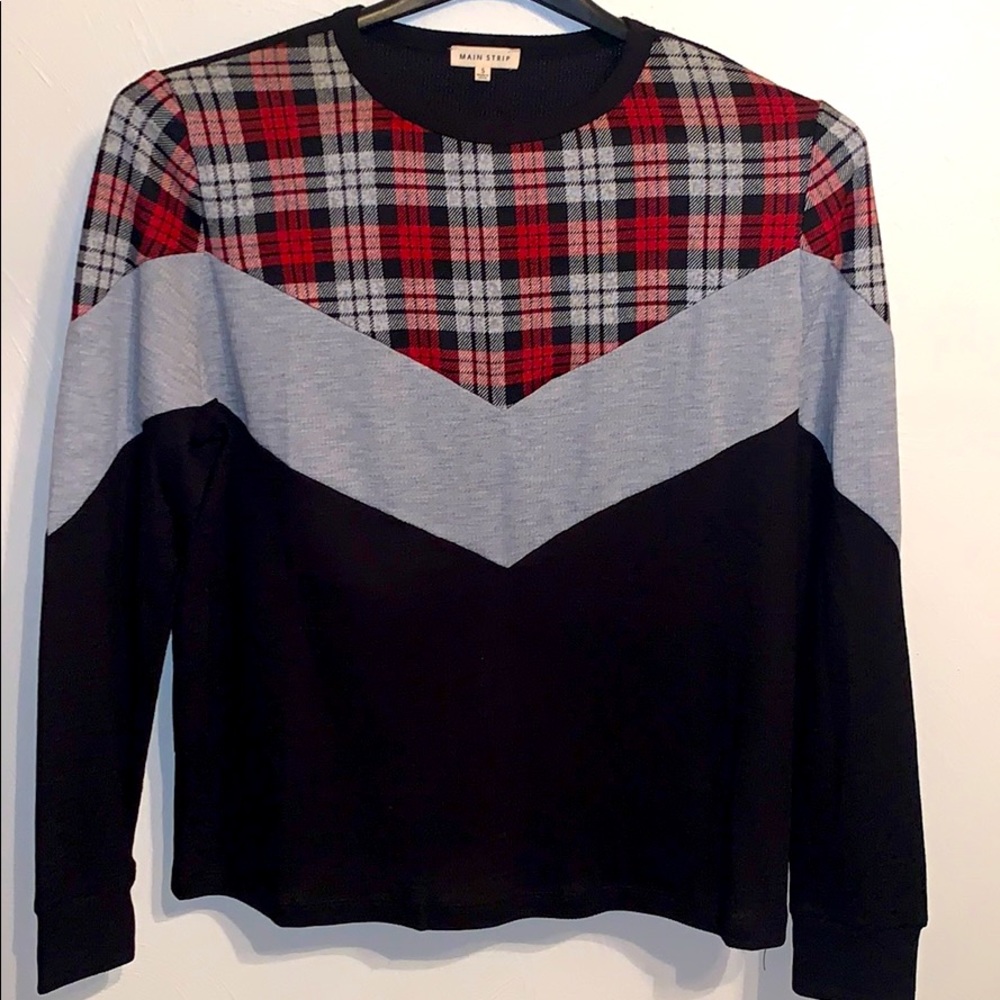 Main Strip Plaid Contrast Top